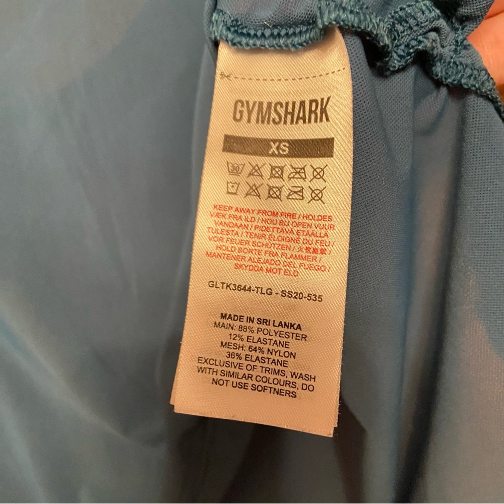 Gymshark teal blue green sheer panel mesh cutout back workout tank - Picture 5 of 5